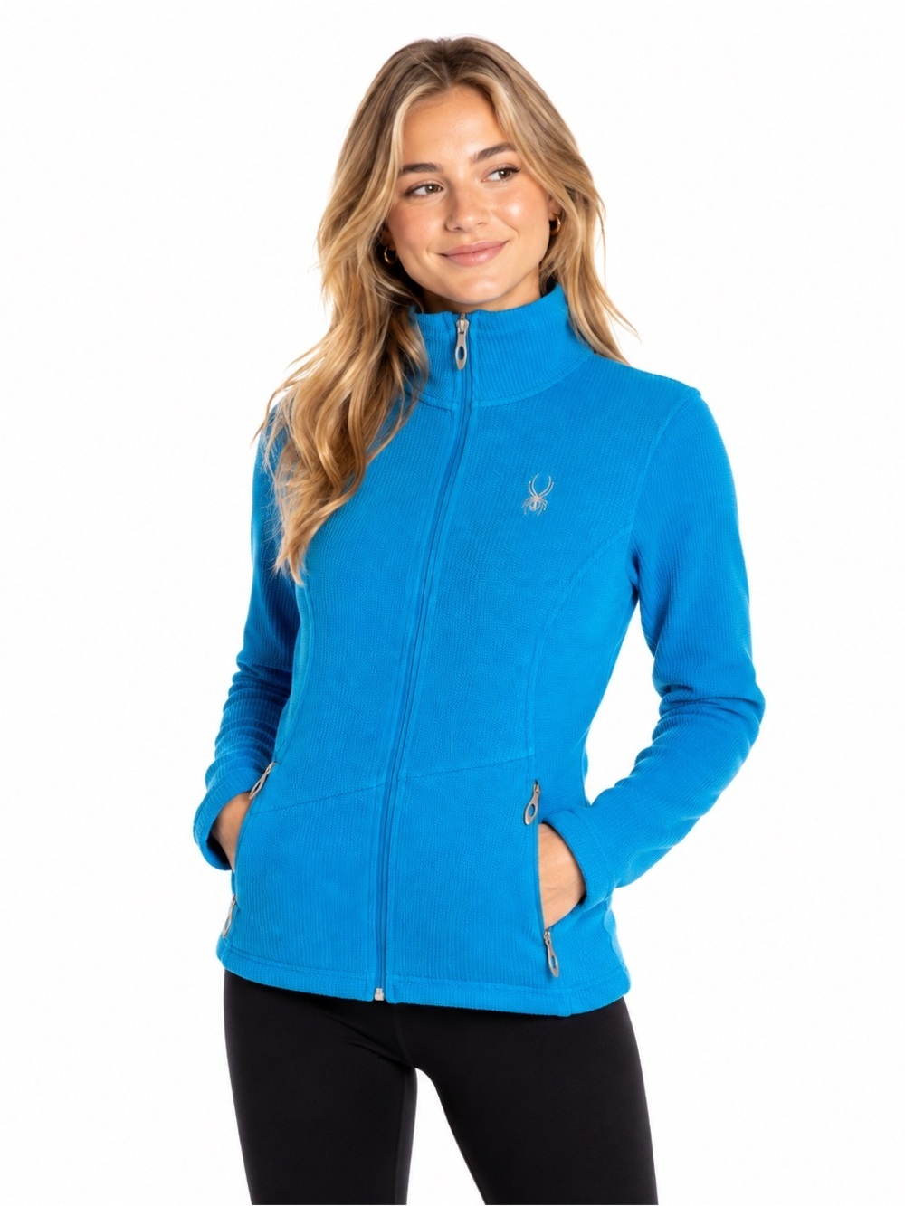 Spyder Women’s Sweater Fleece Knit Full Zip Jacket Turquoise Blue Small (CNF001)